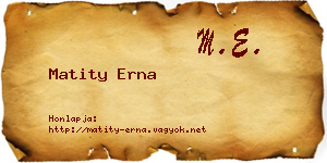 Matity Erna névjegykártya